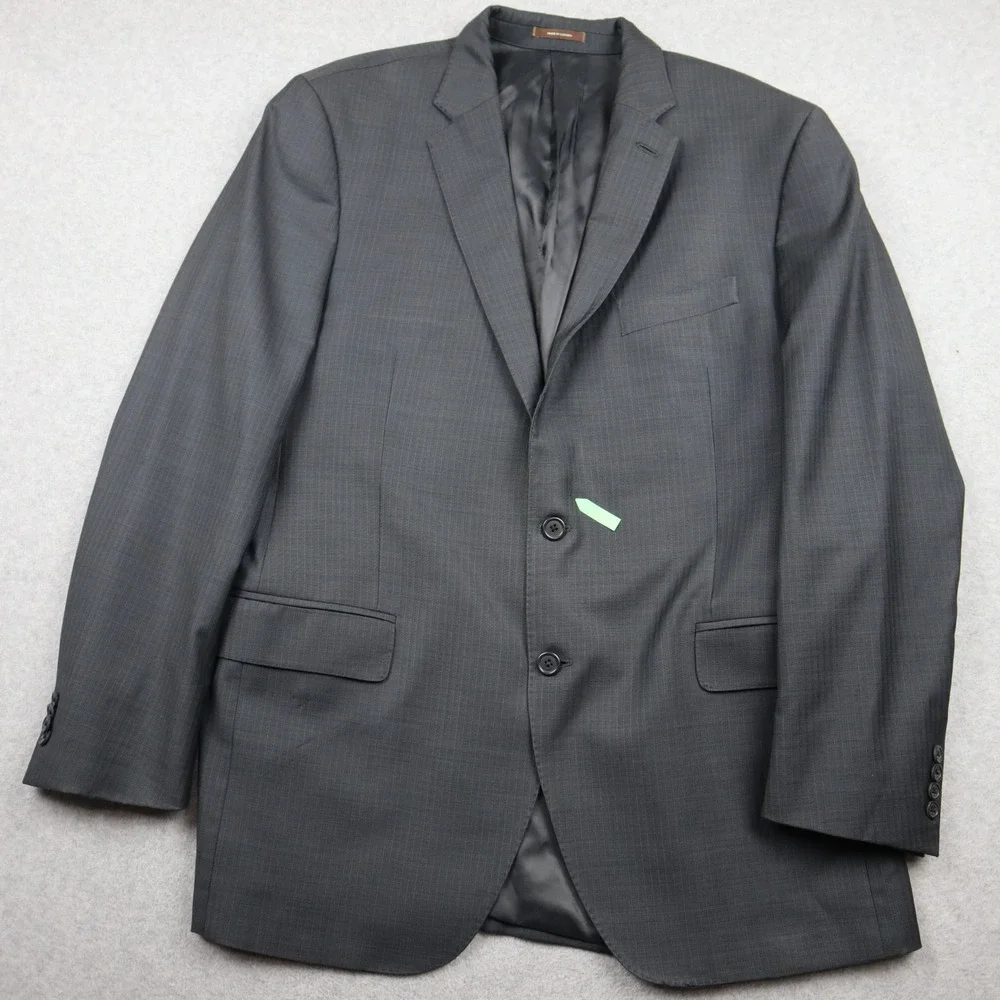 Peter Millar Wool Blazer Mens 44T Gray Herringbone 2-Button Wool Suit Jacket